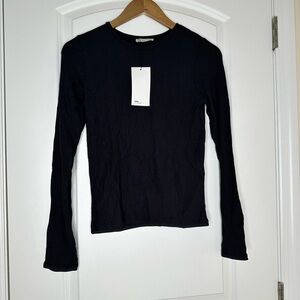 NWT Y2K Black Ribbed Long Sleeve Basis Layering Piece Top Goth Witchy  Large